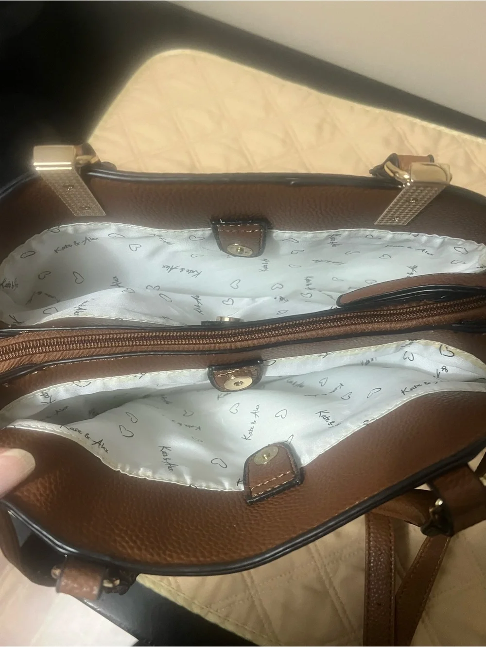 Classic Pebbled Brown Leather Shoulder Bag with Top Handles